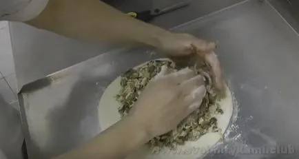Főzni a pite csirkével és gombával lépésről lépésre recept fotók (teszt berendezések kapacitás) Főzni a pite csirkével és gombával lépésről lépésre recept fotók