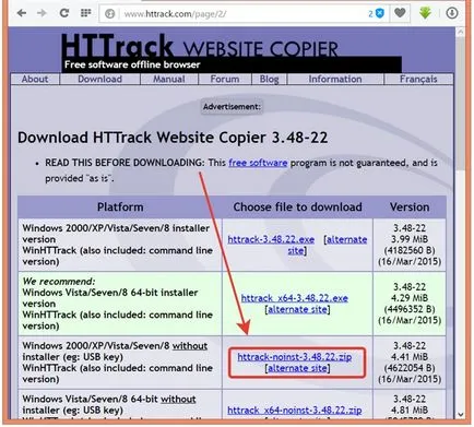 Hogyan lehet letölteni a teljes site segítségével HTTrack programot