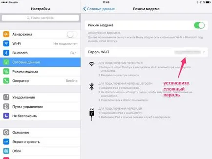 Hogyan lehet engedélyezni és beállítani a modemet módban iPad