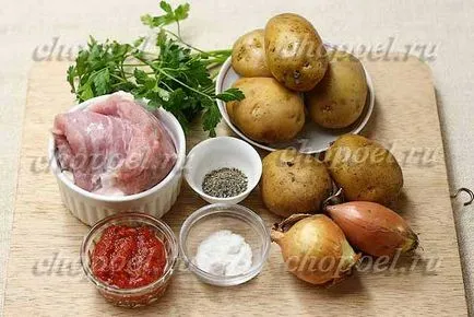 Töltött burgonya hús a sütőben - a recept egy fotó