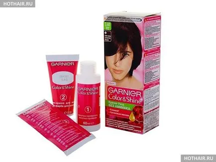 Festék ammónia nélkül Garnier Color Shine vélemények és paletta (színpaletta a haj) A festék ammónia nélkül Garnier Color Shine értékelések és Palette