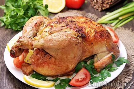Csirkét a sütőbe az egész recept fényképpel (recept) Csirkét a sütőbe az egész recept egy fotó