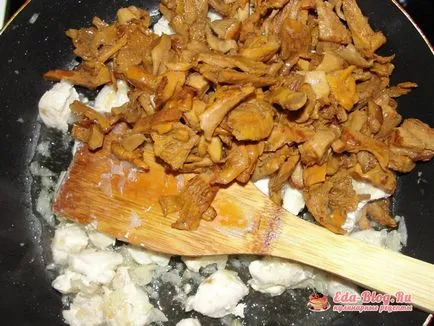 Csirke gombával, tejszínes mártással egy serpenyőben recept lépésről lépésre fotók