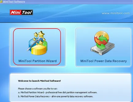 És kisméretű Partition Wizard Home Edition helyreállítási szakasz
