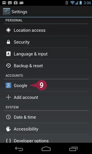 Beállítási helyzet elhelyezkedését android