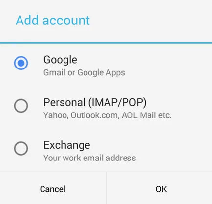Frissítés android-gmail verzió hozza a lehetőséget, hogy csere kapcsolatot számla