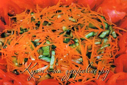 Zöldség saláta sárgarépa, paradicsom és uborka - recept (sárgarépa) Zöldség saláta sárgarépa, paradicsom és uborka - recept