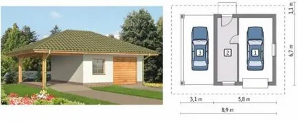Projektek garázsok hab blokkok, hogy egy (1), két (2) a gép - készen tipikus példái garázs