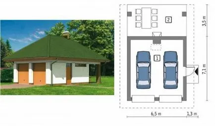 Projektek garázsok hab blokkok, hogy egy (1), két (2) a gép - készen tipikus példái garázs