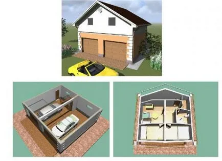 Projektek garázsok hab blokkok, hogy egy (1), két (2) a gép - készen tipikus példái garázs