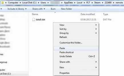 Cum se setează pentru a salva jocurile (% user-name% AppData Steam Local) Cum se setează pentru a salva jocuri