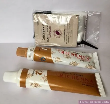Crema pentru par cu richenna henna (nuanta albire blond) - comentarii, fotografii și preț (mijloc de piață) Crema pentru par cu richenna henna (nuanta albire blond) - comentarii, fotografii și preț