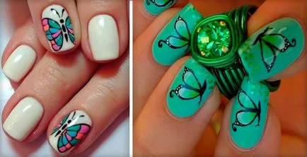 Manichiura cu fluturi fotografie unghiile de design pentru a desena un fluture, și pas cu pas tutoriale video