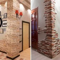 Decorarea pereților de piatră artificială în hol cu ​​o fotografie opțiuni de design