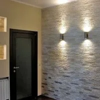 Decorarea pereților de piatră artificială în hol cu ​​o fotografie opțiuni de design