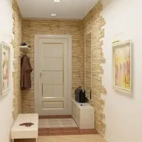 Decorarea pereților de piatră artificială în hol cu ​​o fotografie opțiuni de design