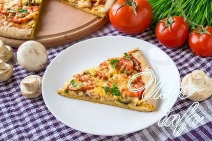 Pizza cu carne de pui si ciuperci - reteta cu fotografii