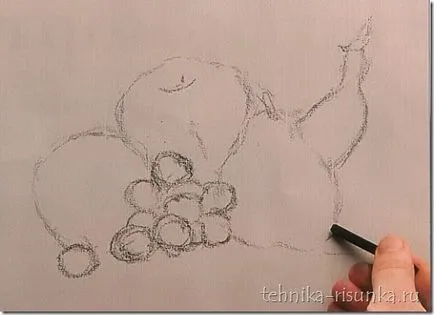 Desen de fructe bucata, lumea desen (un vârf ascuțit) Desenați o viață încă cu fructe, desen lume