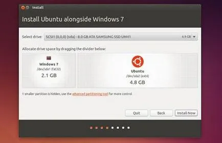 Crearea unei unități de boot și instalarea ubuntu de fulger