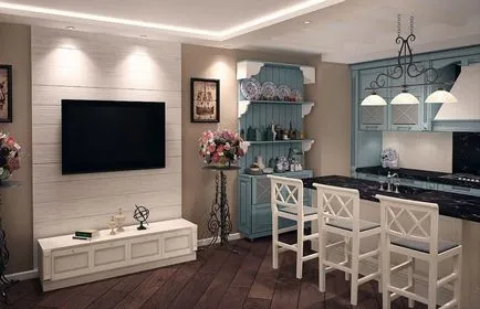 Perete cu un televizor - un design de interior lucruri living modern