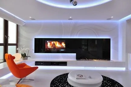 Perete cu un televizor - un design de interior lucruri living modern