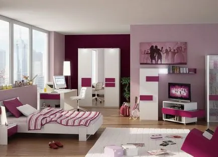 Un dormitor pentru fata intr-un stil modern, design și fotografii de interior, ideea de camere de femei, frumos