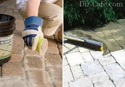 Montare de plăci de trotuar cu clasa lor de master hands-pas (pavaj) Montare de plăci de trotuar cu clasa lor de master hands-pas