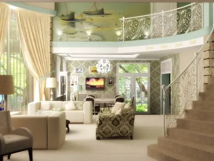 Cameră într-un design privat acasă interior și fotografie în sat, cum de a decora si va furniza, construcții și