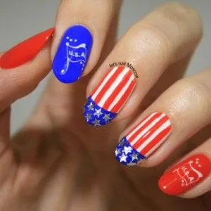 American Flag „trendy unghii moderne arta manichiura - o fotografie și un exemplu de descriere (la modă) Pavilion american „manichiura trendy nail art moderne - o fotografie și un exemplu de descriere