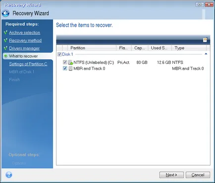 Acronis True Image Home 2011, plus funcția de recuperare pachet la diferit