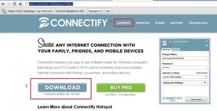 Connectify modul de configurare, descarcă gratuit programul pe rus