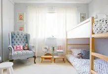 Design interior imagine dormitor pentru copii, face camera cu un sistem de ferestre pentru copii adulți,
