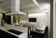 Design Bucătărie combinată cu o cameră de zi Hrușciov fotografie în interior, cum să se combine și conectați,