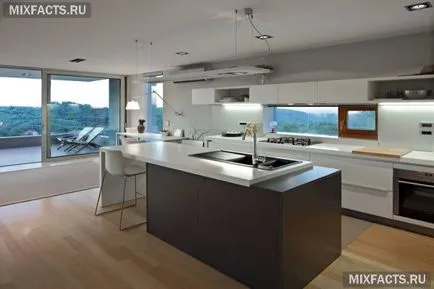 bucătărie de design, cu acces la balcon (fotografie) (balcon) bucătărie de design, cu acces la balcon (foto)