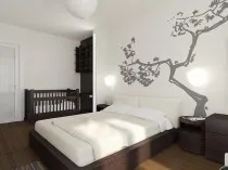 Proiectarea un dormitor cu un pat de copii, și fotografii de interior, apartament renovat