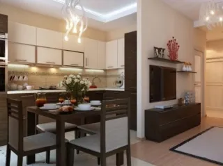 bucătărie de design foto combinate cu care trăiesc în Hrușciov