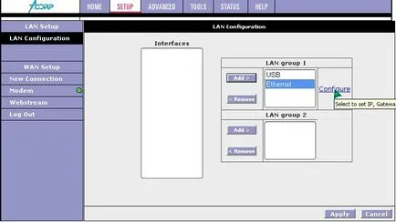 Configurarea Acorp LAN modem 122 instrucțiuni (nou)