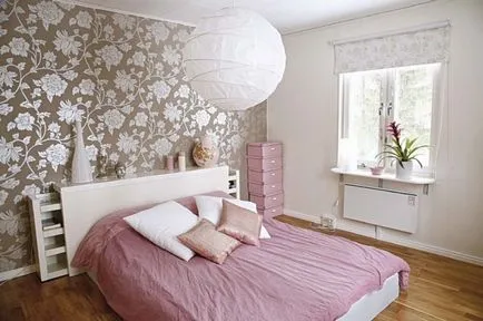 Dormitor interior, cu două tipuri de fotografii tapet