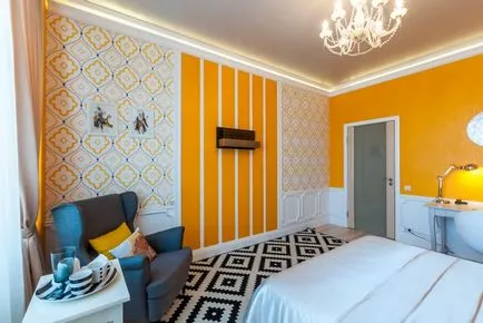 Dormitor interior, cu două tipuri de fotografii tapet