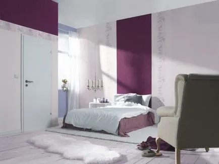 Dormitor interior, cu două tipuri de fotografii tapet