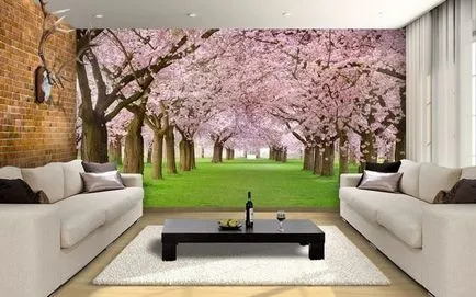 Cum și ce să picteze pe peretele (remiză ramură floare de cires) sakura Cum și ce să picteze pe peretele Sakurei