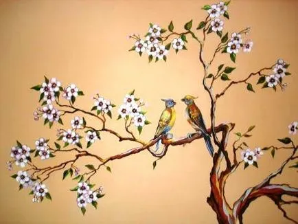 Cum și ce să atragă pe perete sakura (vopsea) Cum și ce să picteze pe peretele Sakurei