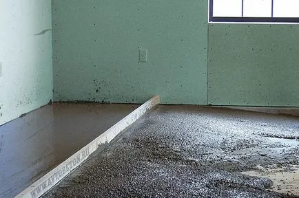 Cum să se alinieze în mod corespunzător podea ca cel mai rapid facă nivelul podelei în apartament, podeaua de ciment fără (rapid) Cum să se alinieze în mod corespunzător podea ca cel mai rapid facă nivelul podelei în apartament, podeaua de ciment, nu