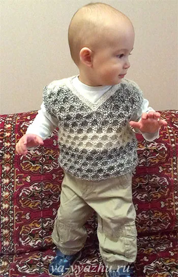 Cum să tricot model de Vest pentru celulă mare copil, tricotat umor