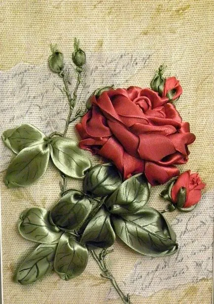 Ca broda a crescut panglici (Rose) Cum să coase un trandafir panglici
