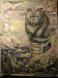 Cat Baiyun - animale mitice - articole - editori - lemn de culoare închisă (Baiyun) Cat Baiyun - animale mitice - articole - editori - lemn de culoare închisă