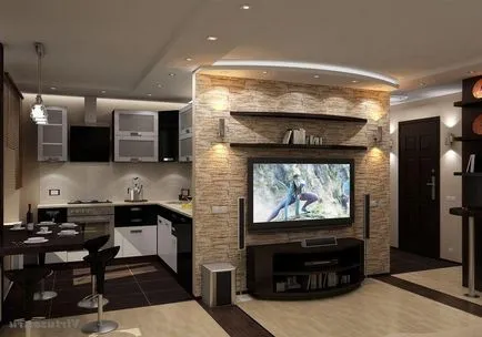 bucatarie-living într-un apartament cu cinci etaje (38 poze) instrucțiuni video de înregistrare a spațiului de proiectare combinat
