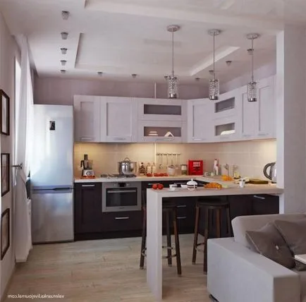 bucatarie-living într-un apartament cu cinci etaje (38 poze) instrucțiuni video de înregistrare a spațiului de proiectare combinat