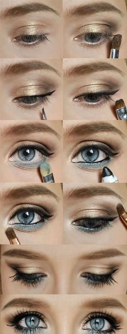 Machiaj smokey eyes pentru ochi albaștri, instrucțiuni pas cu pas 100 de fotografii (machiaj) Machiaj smokey eyes pentru ochi albaștri, pas-cu-100 fotografie
