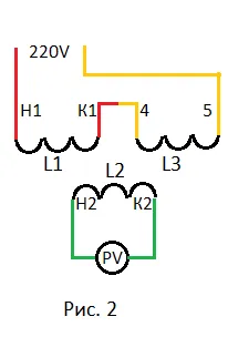 Începutul și sfârșitul bobinelor motorului de inducție, demaror electric